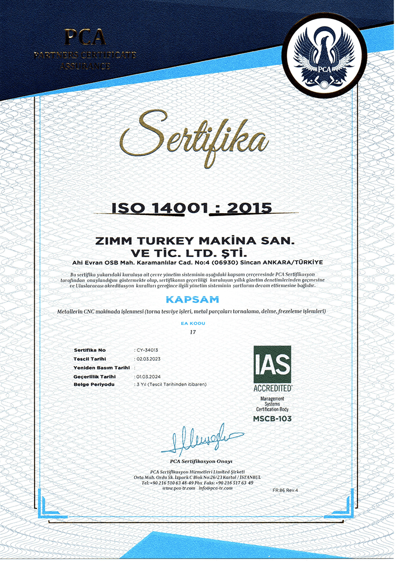 ZIMM Turkey | ISO 14001:2015